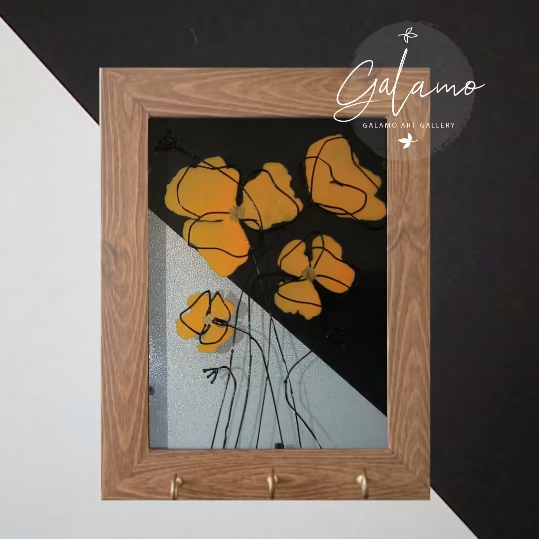 جاکلیدی دیواری ویترای  دکوراتیو طرح شقایق زمینه شفاف