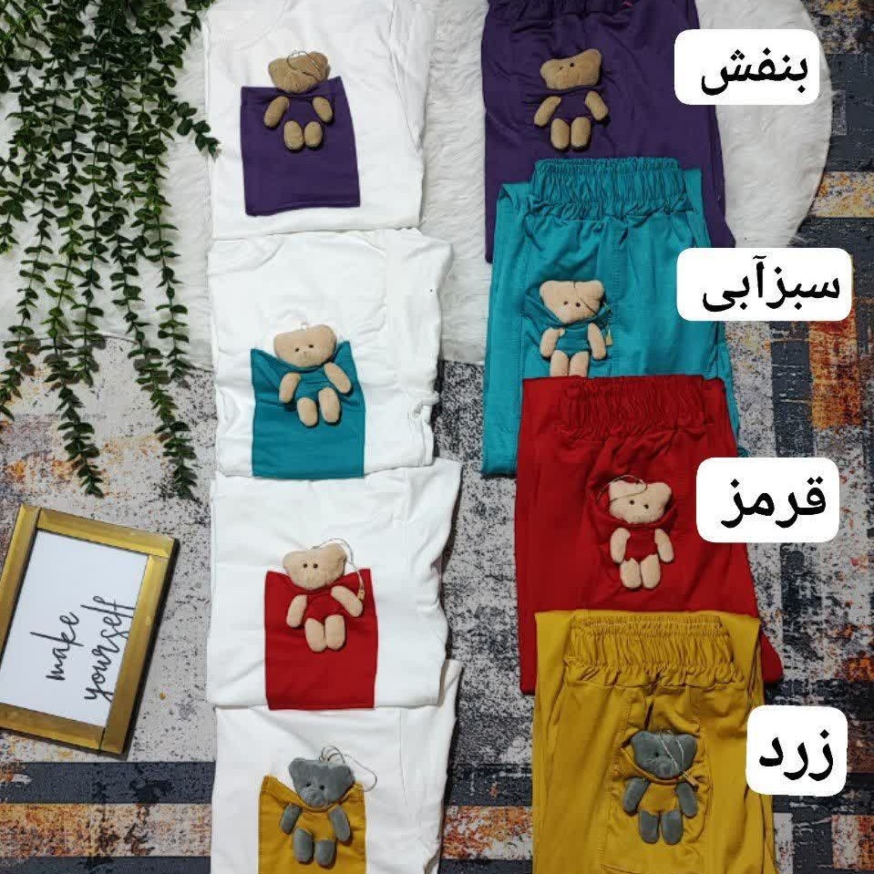 ست بلوز شلوار آستین بلند عروسکی پنبه پشت دورس