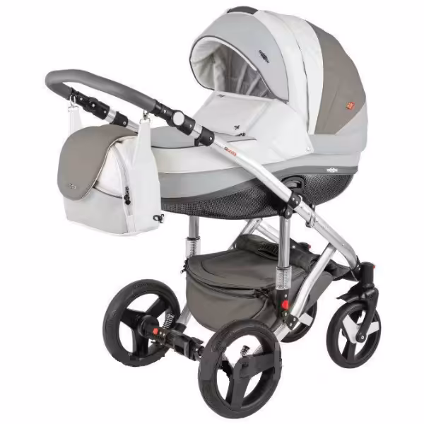 کالسکه ادامکس ویکو تمام چرم دولوکس کربن 4 تکه طوسی   ADAMEX VICCO DELUXE CARBON 102S