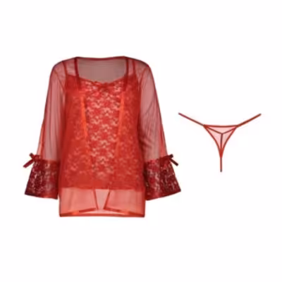 لباس خواب زنانه سه تیکه شامل زیر و رویه و شورت