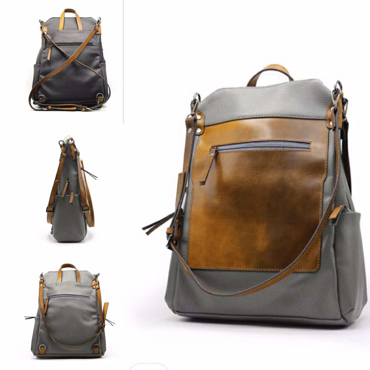 کوله پشتی  رویه و بندهای کیف چرم میباشد 