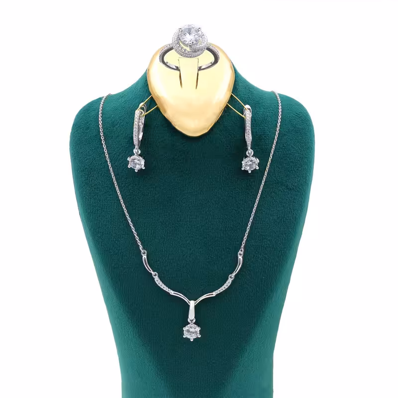 نیم ست نقره زنانه مدل برلیان مارپیچ SS-06