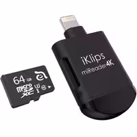 آدام المنتس کارت خوان لایتنینگ مدل iKlips miReader 4K با ظرفیت 64 گیگابایت - مشکی - Hiapple.ir