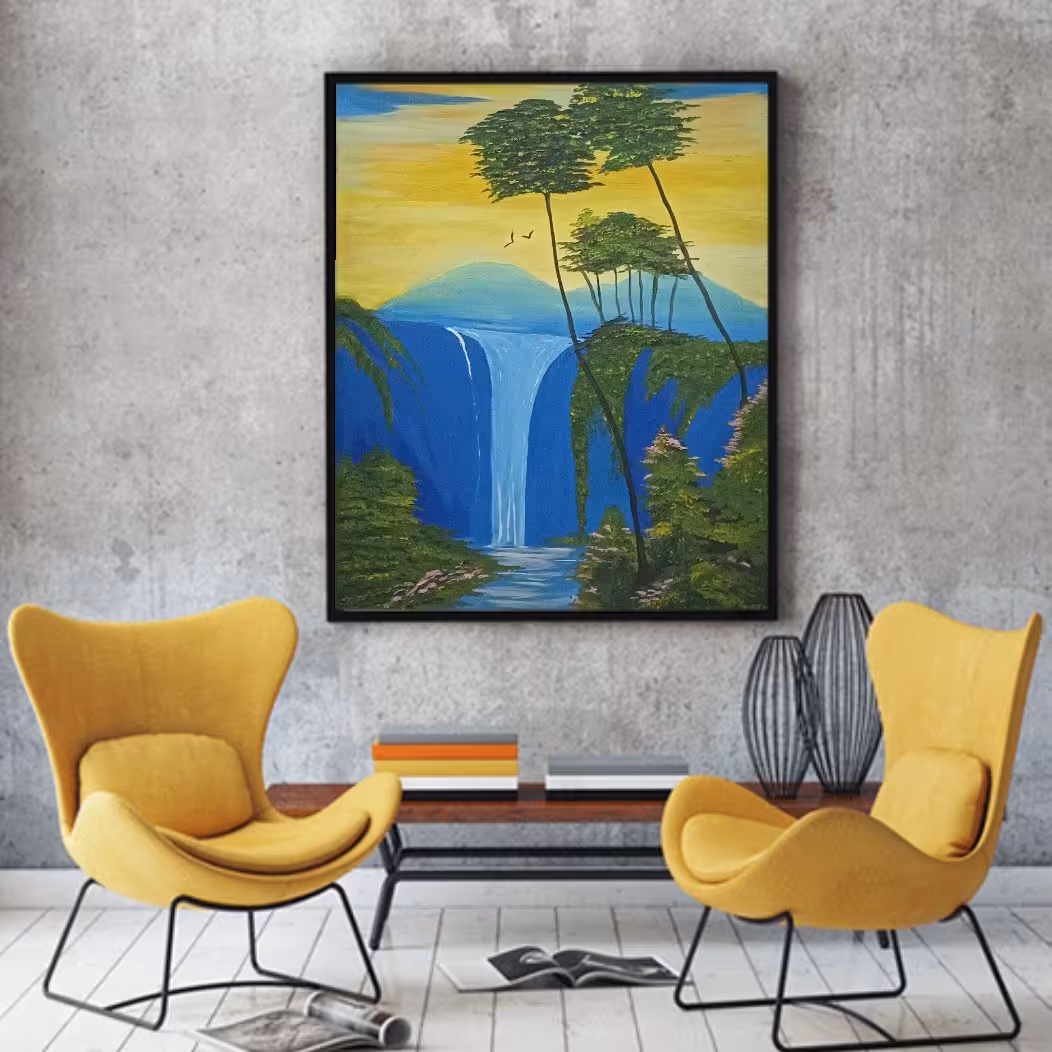 تابلو نقاشی رنگ روغن منظره ی طبیعت