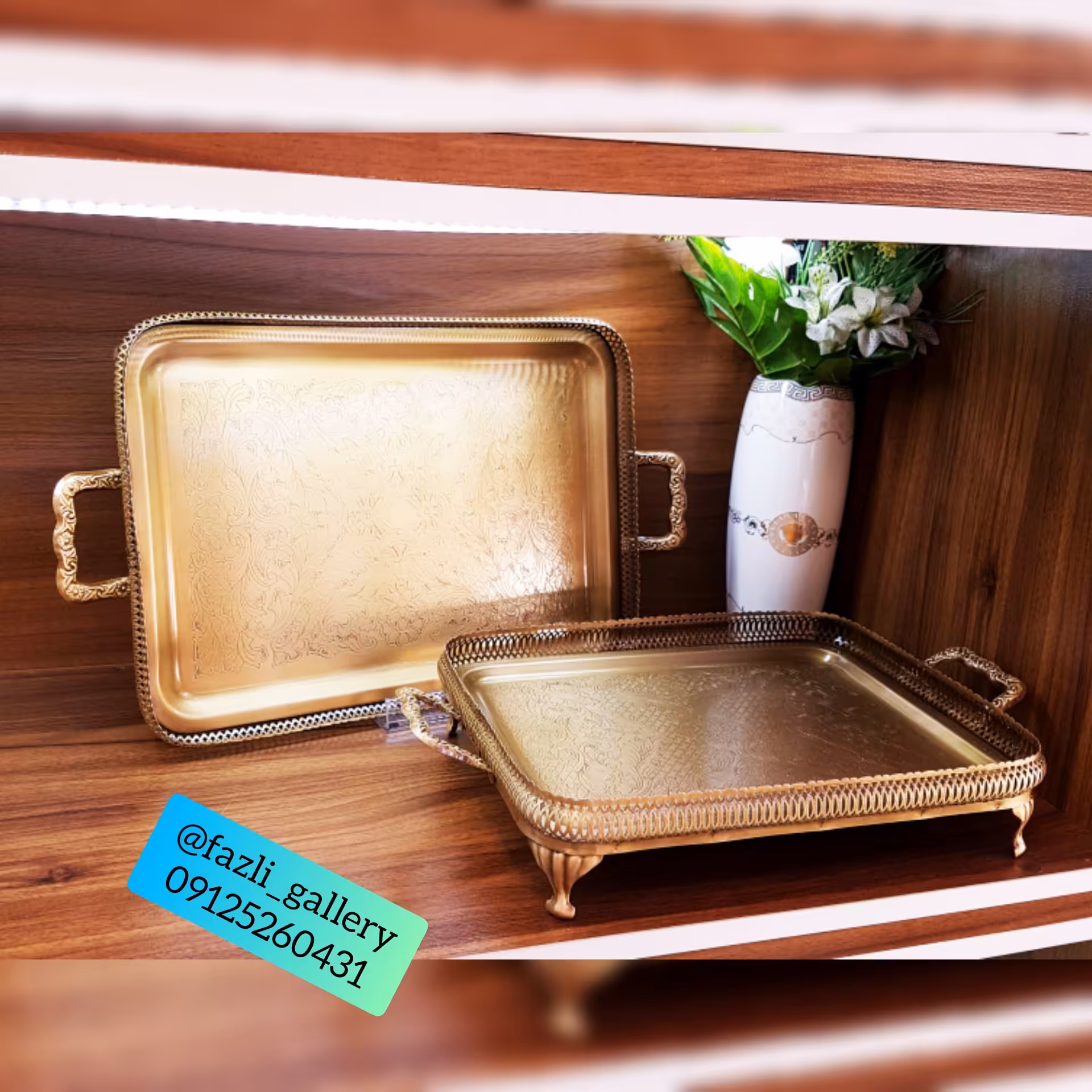 سینی مستطیل انگلیسی بزرگ (سینی چای _سینی پذیرایی _سینی آنتیک)