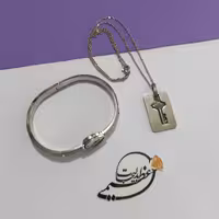 ست گردنبند  و دستبند استیل بسیار زیبا و جذاب و آبکاری بسیار قوی و درجه 1