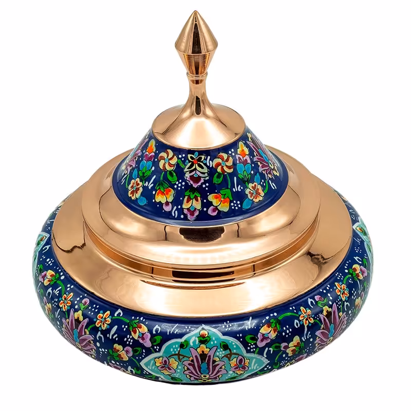 آجیل خوری و شکلات خوری مس و پرداز طرح بشقاب پرنده آبی (بزرگ)