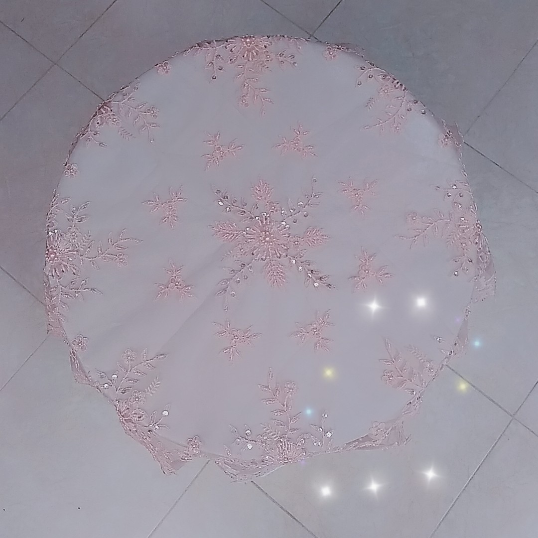 رومیزی مخمل منجوق دوزی مربع دانتل ترک صورتی