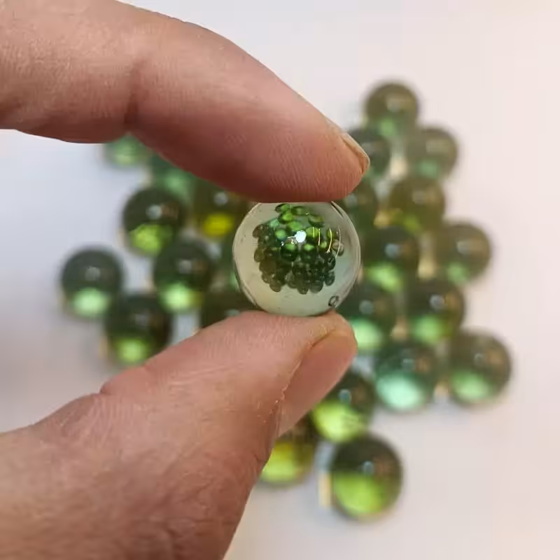 بسته 20 عددی تیله رنگی سبز توشله بازی و تزیین