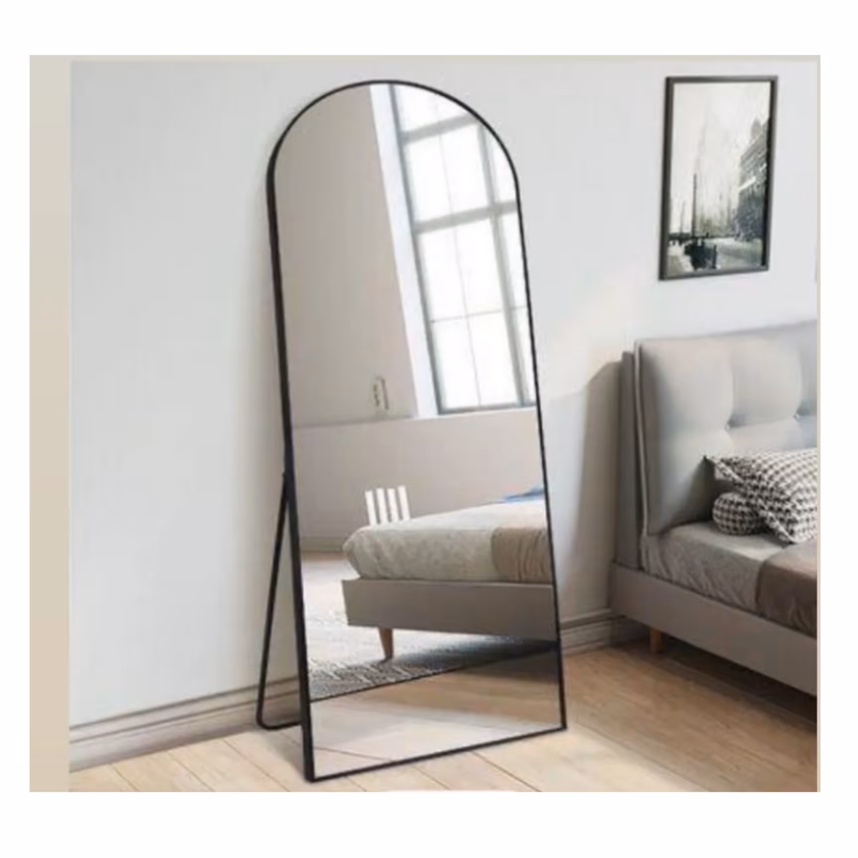 فریم آینه گنبدی مدل پایه دار ابعاد80در180 رنگ مشکی 