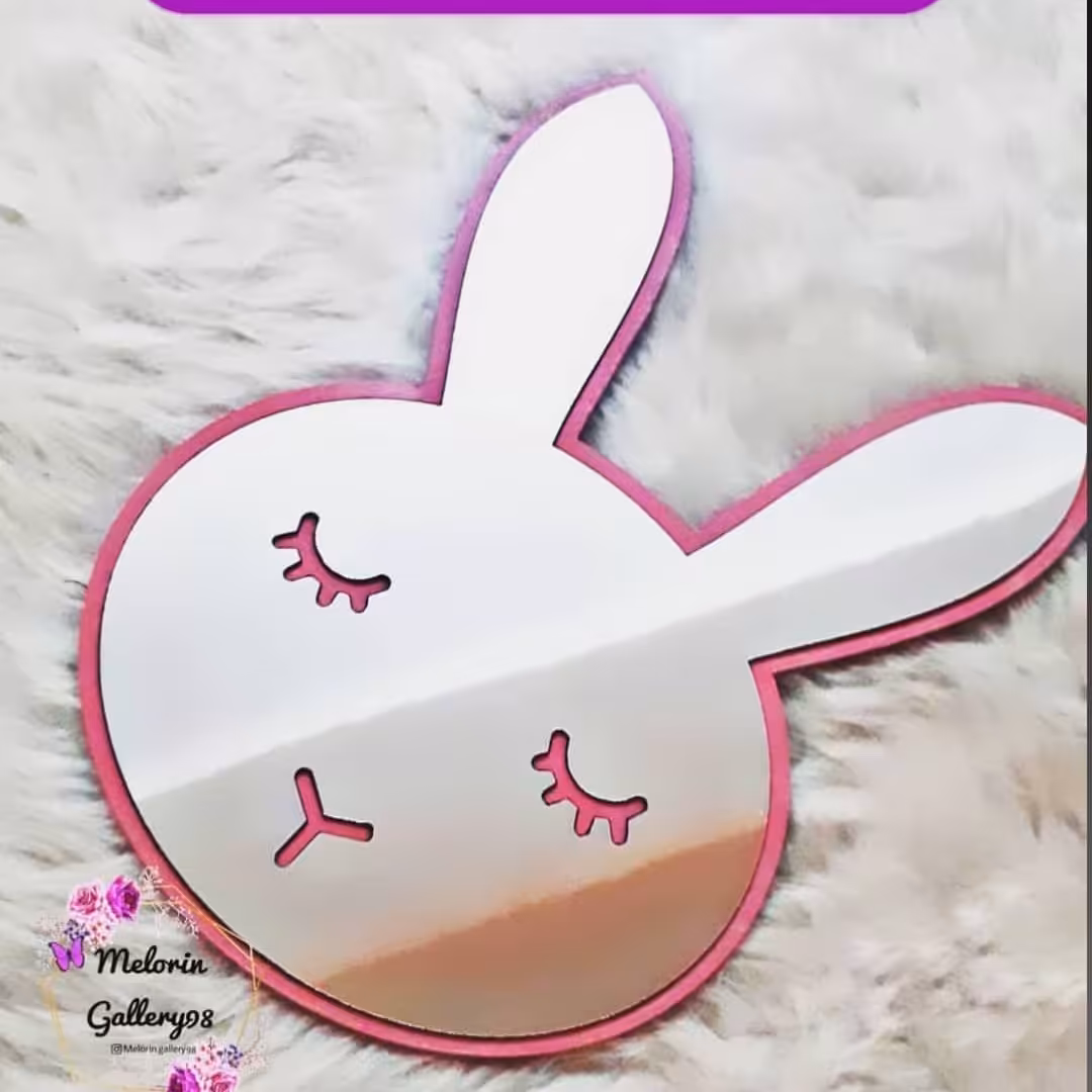 آینه خرگوشی ارتفاع 40 سانت جنس آینه پلکسی جیوه دار و چوب