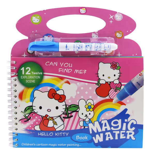 دفتر نقاشی مدل مجیک واتر طرح کیتی به همراه قلم