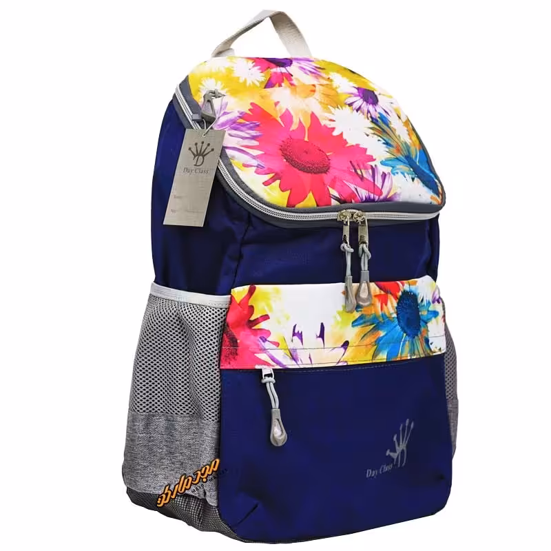 کوله پشتی طرح سرخونه گل دار سرمه ای