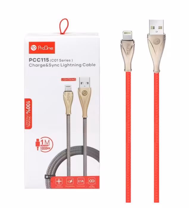 کابل شارژ یو اس بی به لایتنینگ پرووان مدل PCC115 ( C01 ) طول 1 متر