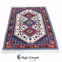 فرش دستبافت 1.5 متری زمینه کرم نقشه خشت لوزی یلمه شیراز کد 0683