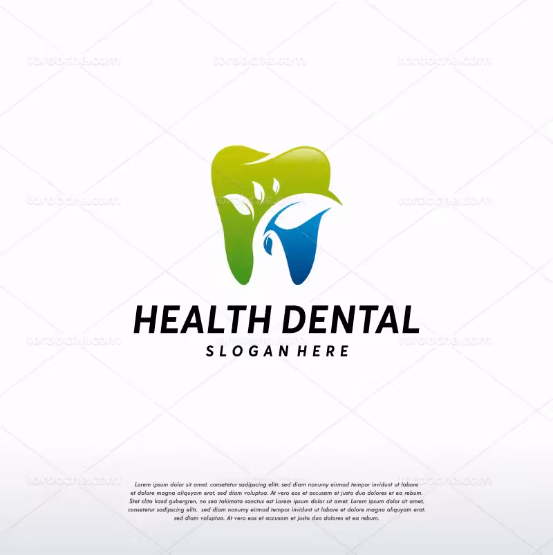 وکتور لوگو دندان سبز آبی | گرافیک با طعم تربچه
