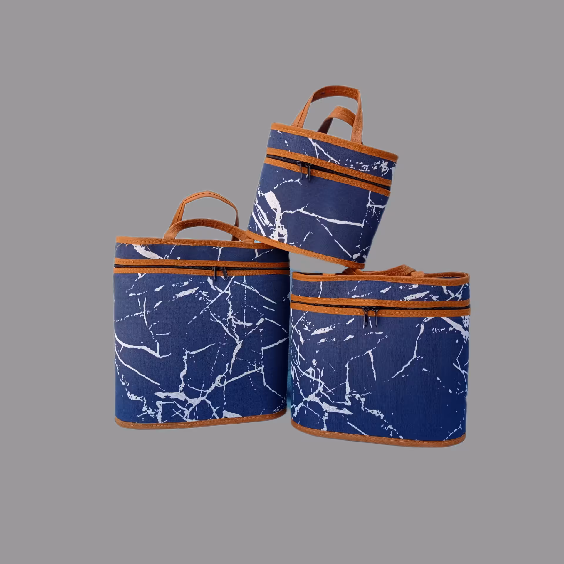 کیف پیک نیک جافلاکسی طرح دار /سرویس سه تکه جافلاسکی طرح سنگ  ابی  با دوخت عالی ولمینت فوق لعاده