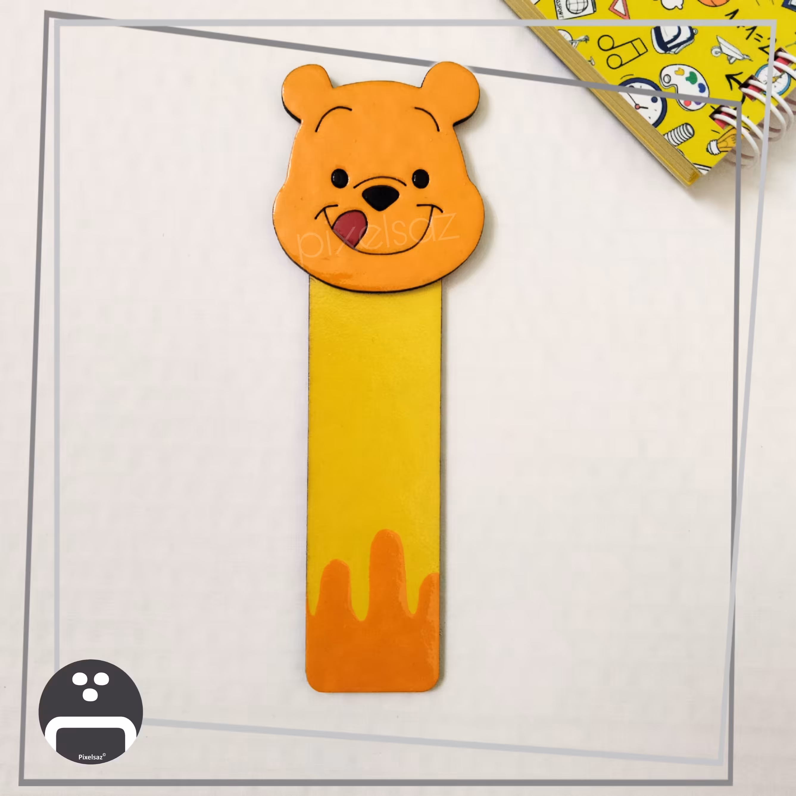 بوکمارک طرح پو پیکسل ساز/جنس چوبی و نقاشی شده/طول13سانت/مناسب برای نشان گذاری صفحات کتاب