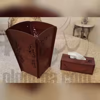 جعبه دستمال کاغذی و سطل چوبی 