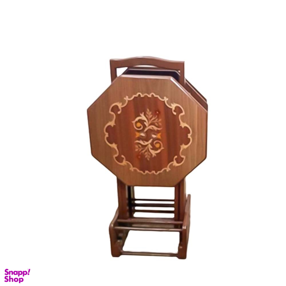 میز پذیرایی تاشو مدل معرق مجموعه 4 عددی