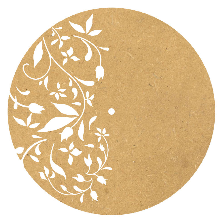 اسلایس چوبی مدل بیس ساعت رنگ نقاشی و رزین طرح گل Circle40 کد BS22