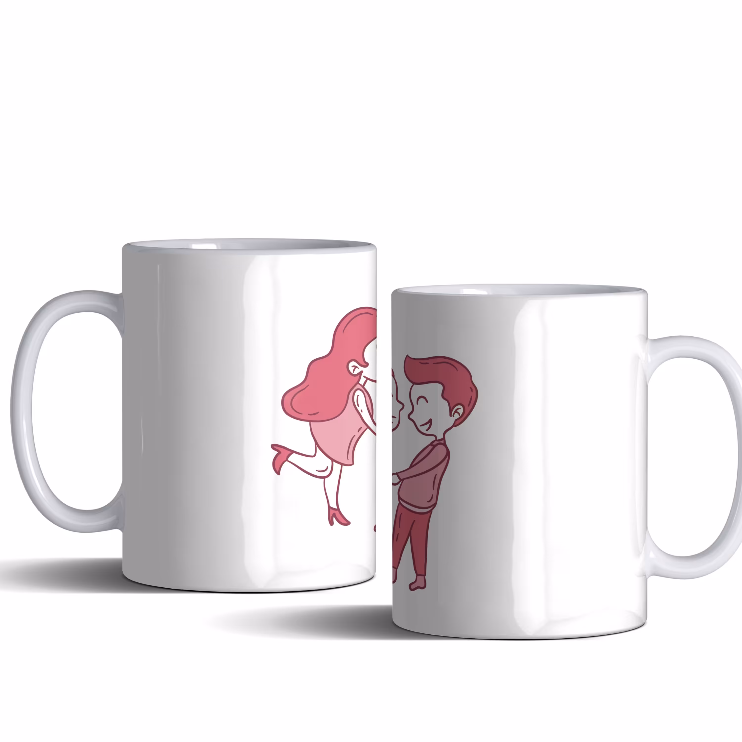 لیوان (ماگ) سفید عاشقانه با طرح دختر و پسر