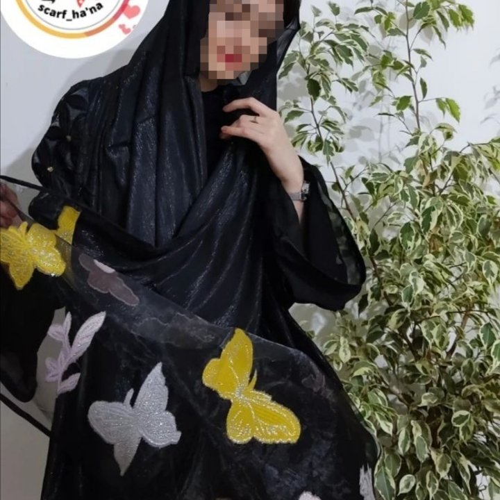 شال مجلسی مشکی طرح پروانه، شال پروانه ای