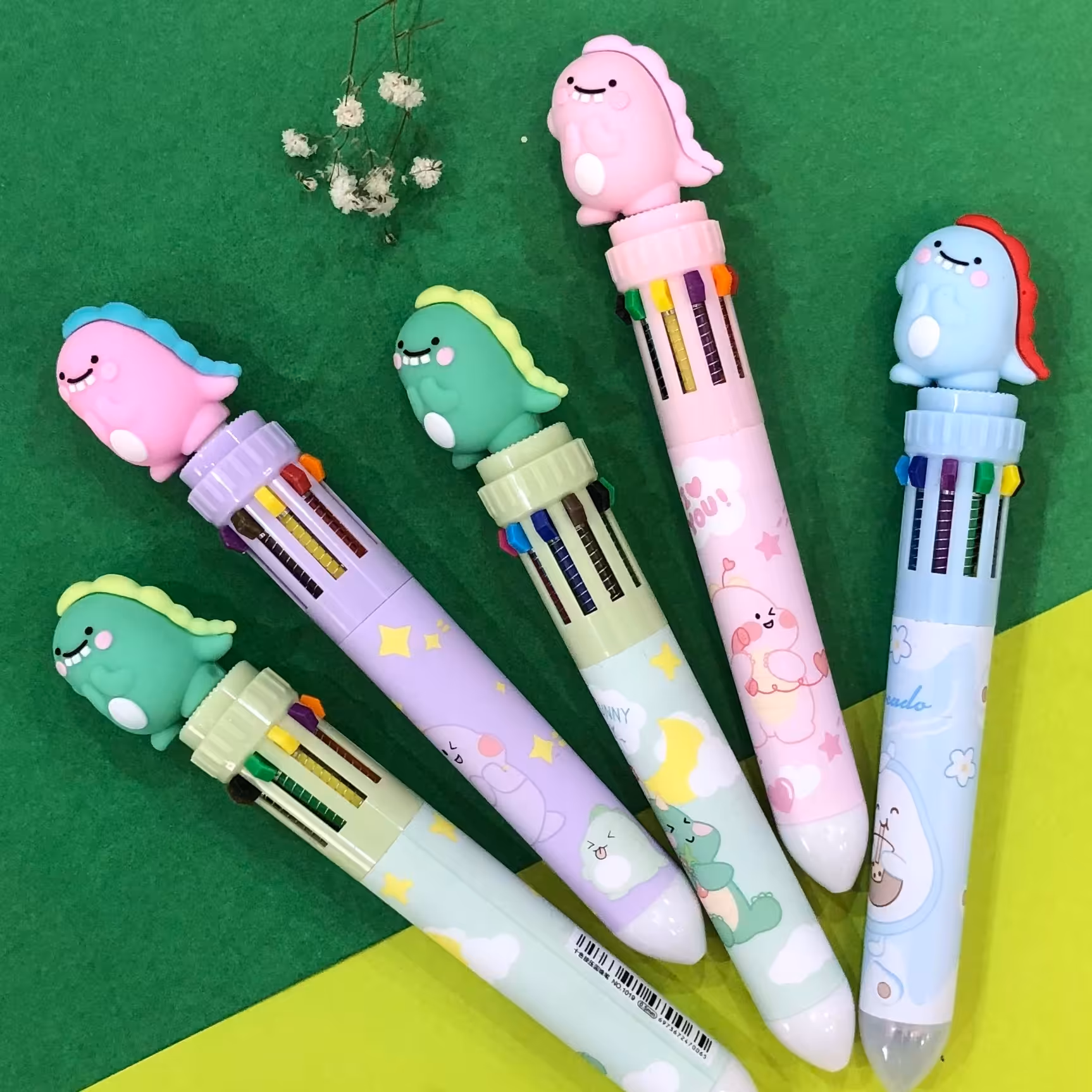 خودکار فشاری فانتزی 10 رنگ طرح دایناسور