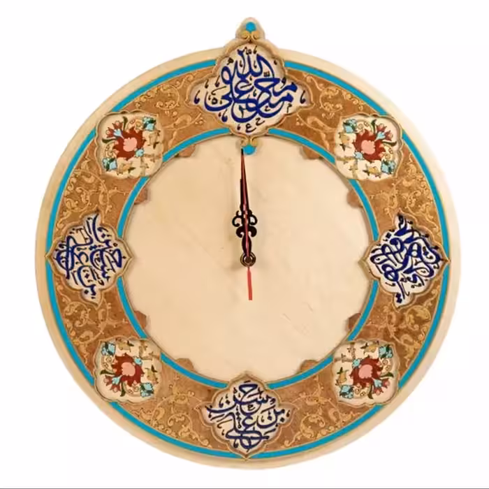 00101134-ساعت نگارگری پلی وود اسامی پنج تن-دایره36در36-ماهد