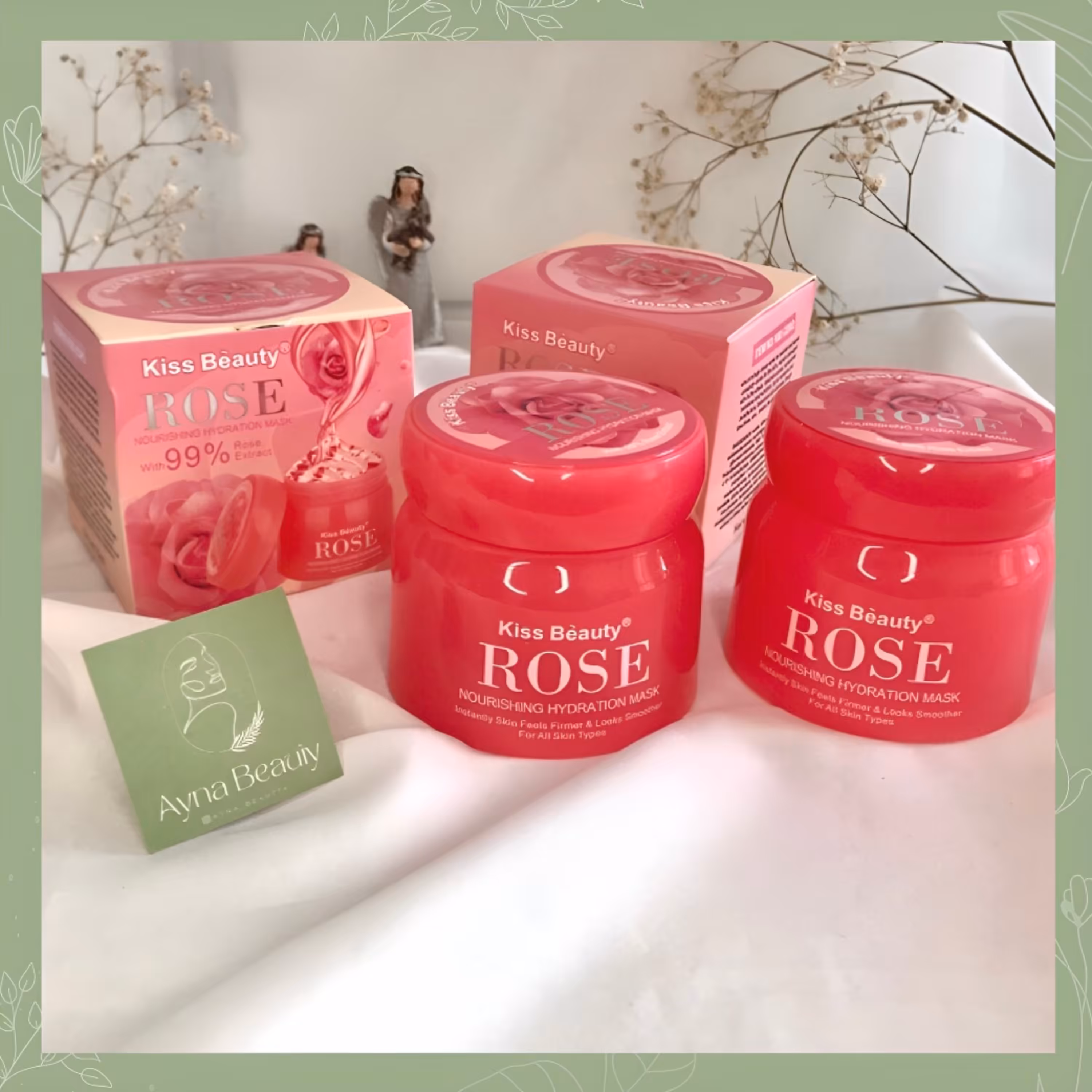 ماسک گل رز  - ماسک حاوی گلبرگ  طبیعی - ماسک صورت  کیس بیوتی