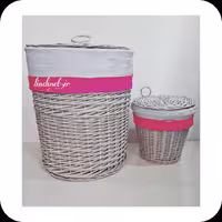 سطل زباله و سبد لباس حصیری مناسب اتاق کودک و منزل عروس
