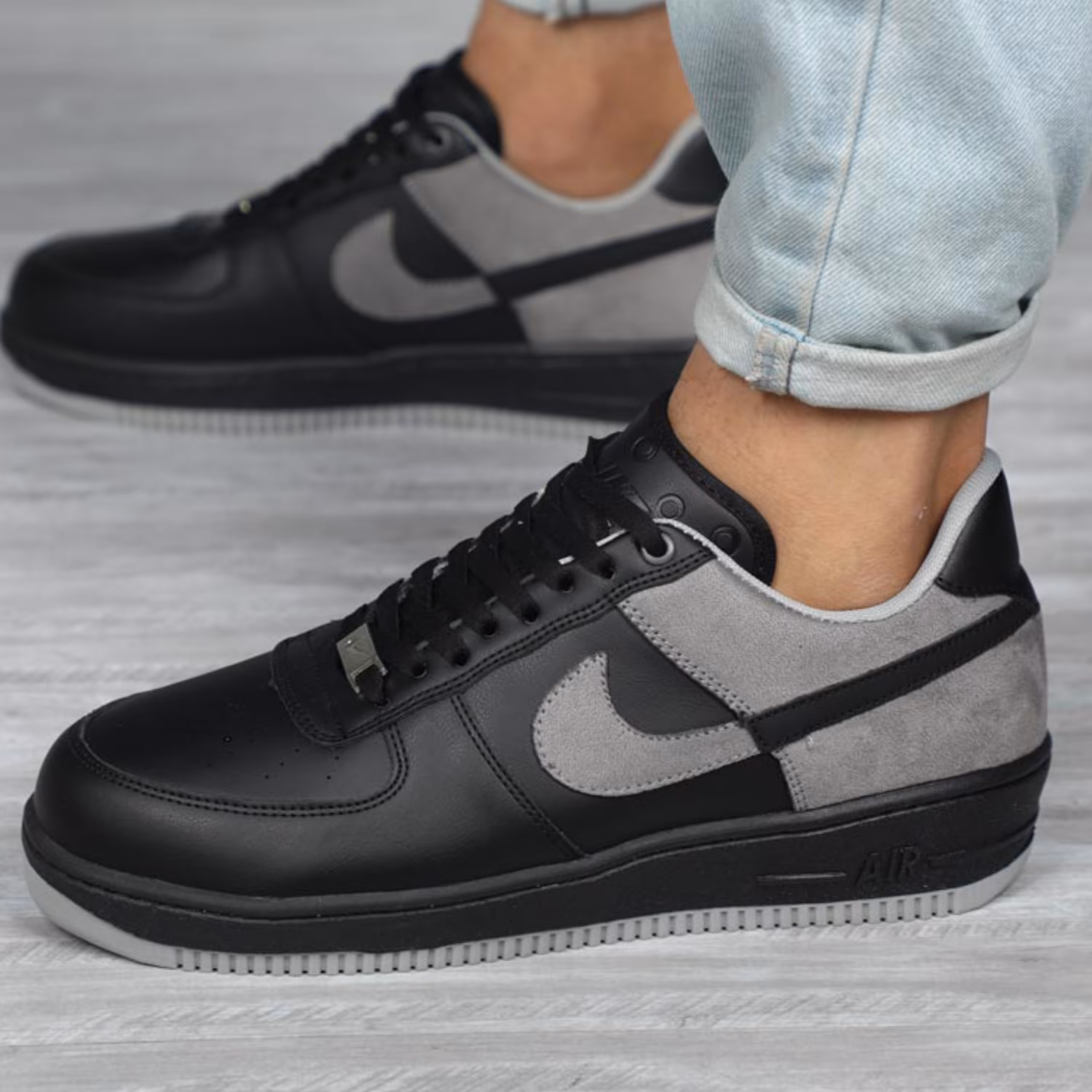 کتونی مردانه نایک 1 ترکیبی مشکی طوسی(ارسال رایگان)