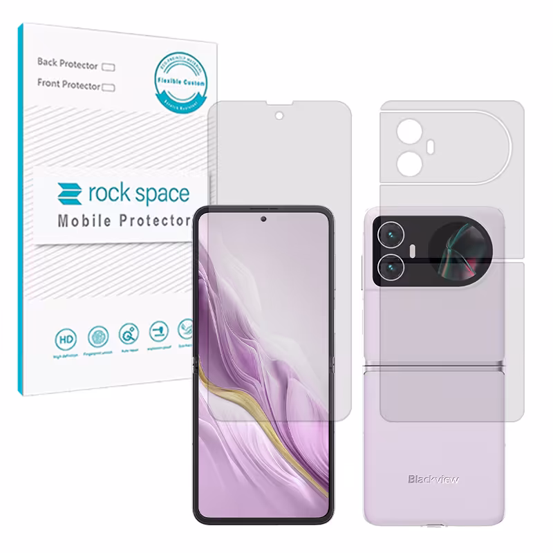 گلس صفحه نمایش و پشت گوشی بلک ویو Hero 10 مدل نانو هیدروژل شفاف برند راک اسپیس کد SS
