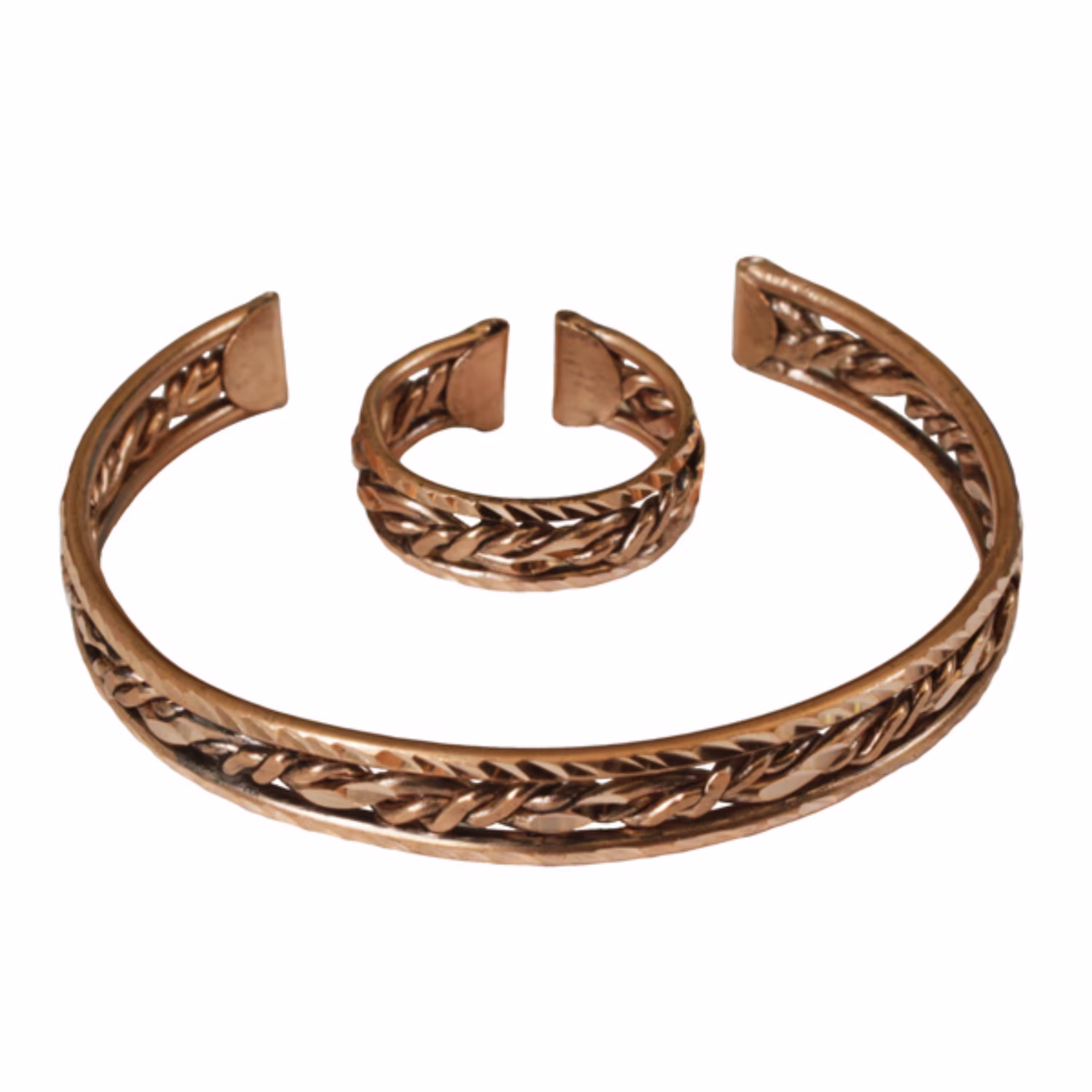 نیم ست مسی زنانه دستبند و انگشتر مس تیبا کد JW160-2