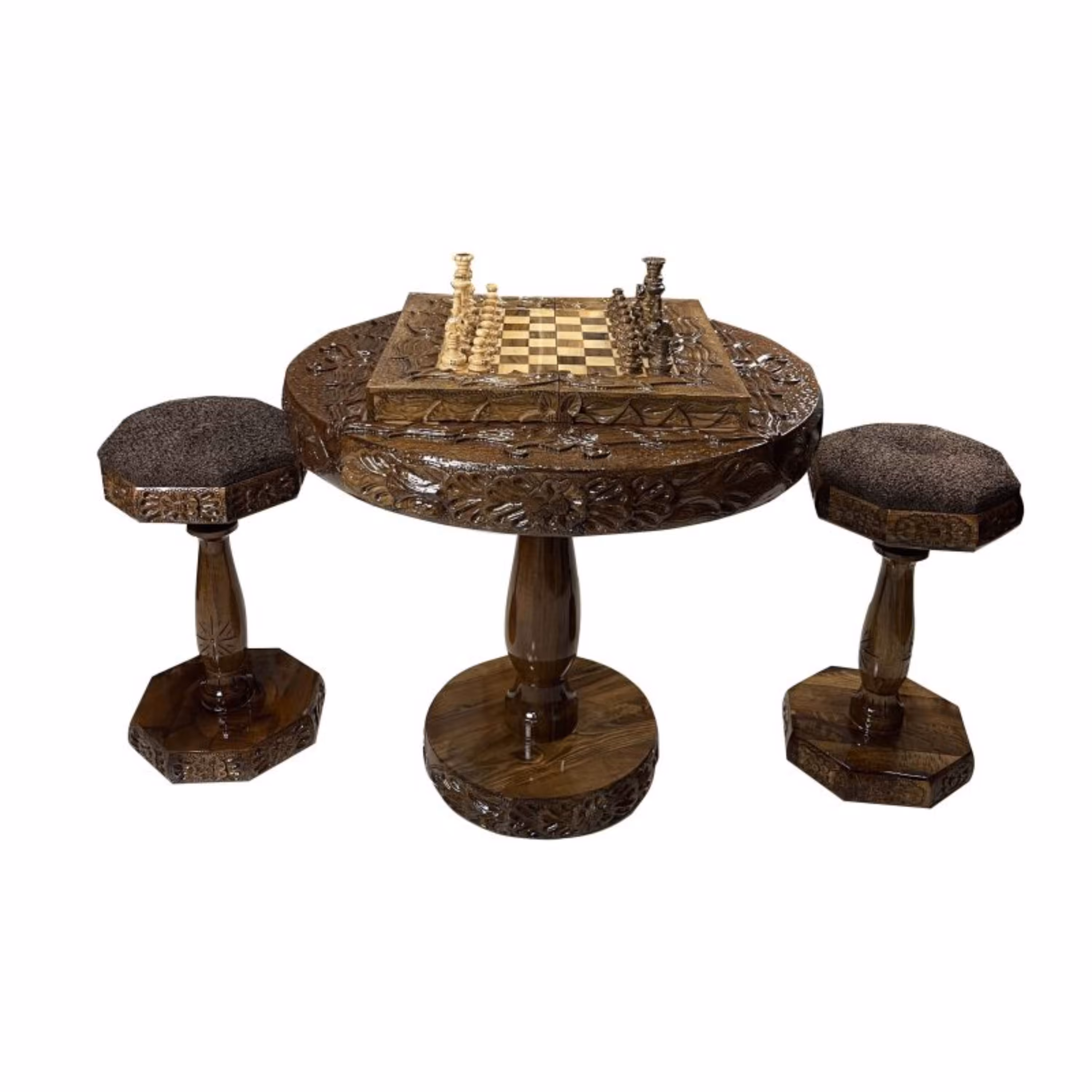 میز و صندلی شطرنج مدل تمام منبت 