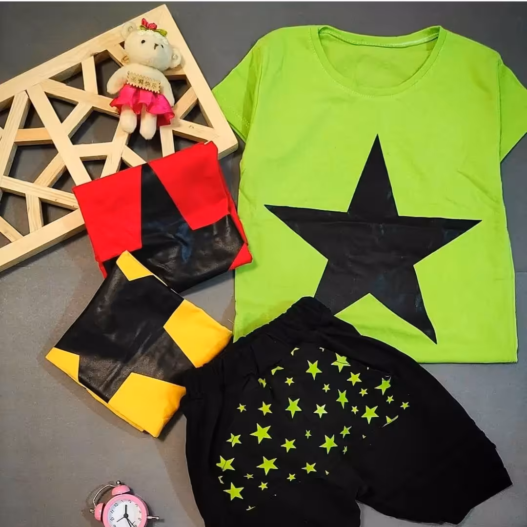 ست دوتیکه استار بچگانه  جنس نخ پنبه سایز بندی 40،45،50