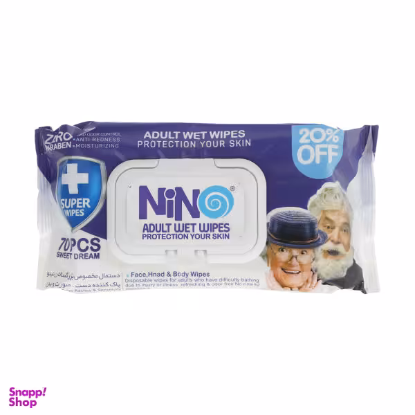 دستمال مرطوب نینو (Nino) کد 4020 بسته 70 عددی