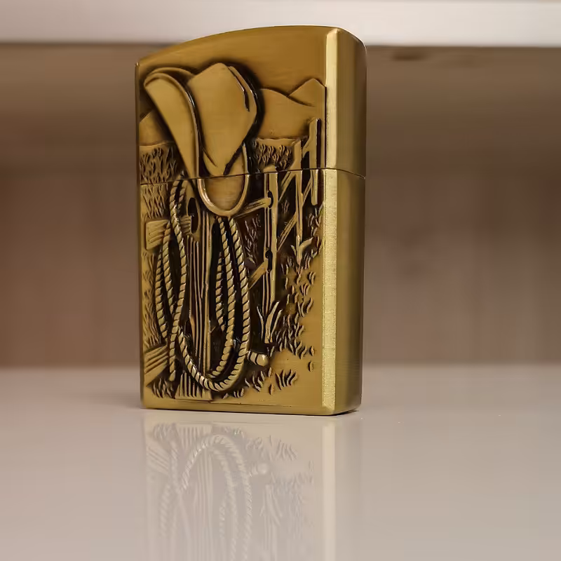 فندک فلزی گازی سنگ چخماقی طرح کلاه کابوی با کیفیت عالی 