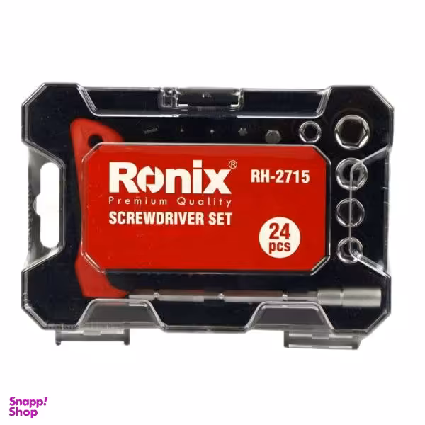 مجموعه 24 عددی پیچ گوشتی جغجغه ای و سری بکس رونیکس مدل RON-2715