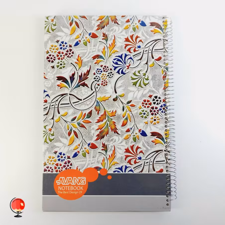 دفتر مشق 100 برگ رحلی سیمی جلد سخت طرح گل آونگ