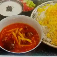 چلو خورش قیمه سیب زمینی با برنج صد در صد ایرانی