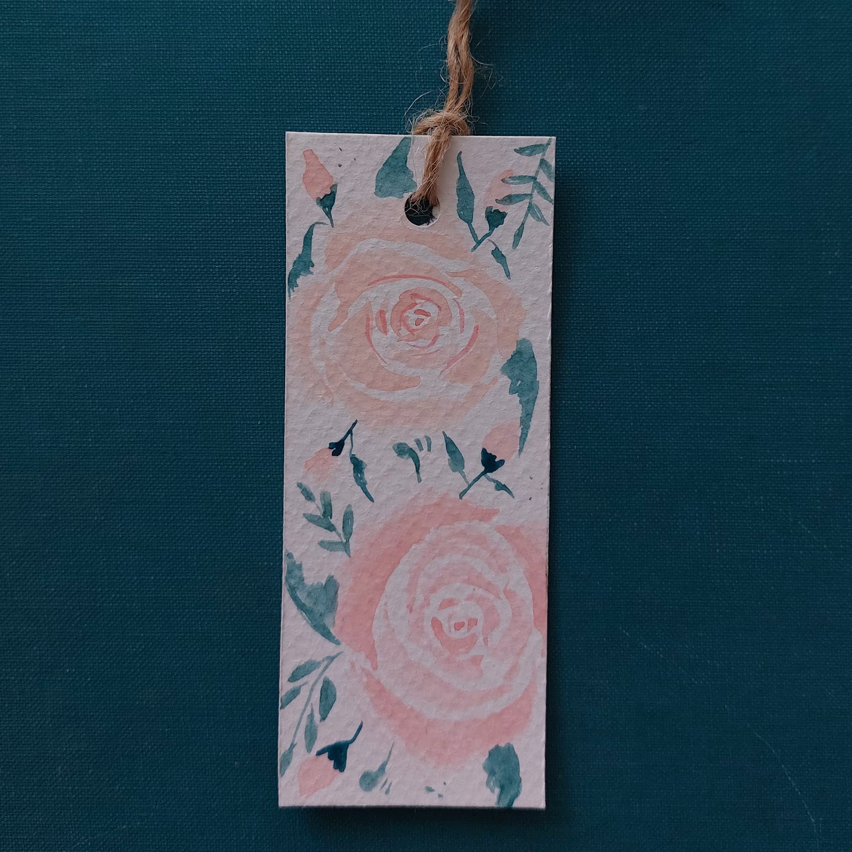 بوکمارک دستساز طرح گل  نقاشی شده با آبرنگ