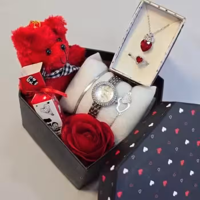 باکس هدیه دخترانه زنانه ساعت فول نگین