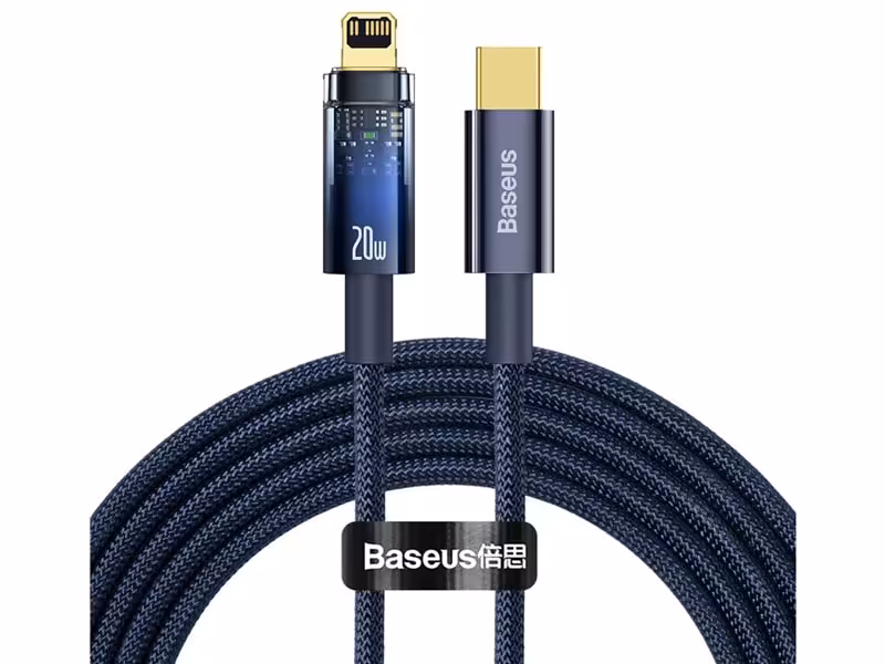 کابل Type-C به Lightning شارژ سریع و انتقال دیتا بیسوس Baseus CATS000003 Explorer Series Type-C to Lightning Auto Power-Off Fast Charging Data Cable 20W PD