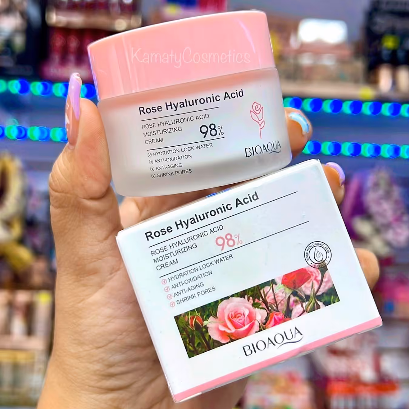 کرم آبرسان گل رز و هیالورونیک اسید بیوآکوا ( مرطوب کننده و آبرسان قوی پوست ) آرایشی هوتران 