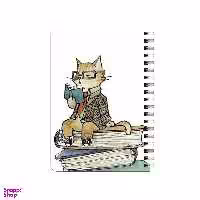 دفترچه یادداشت بامبیلیپ مدل چوبی طرح گربه متشخص کتابخوان کد 6258935