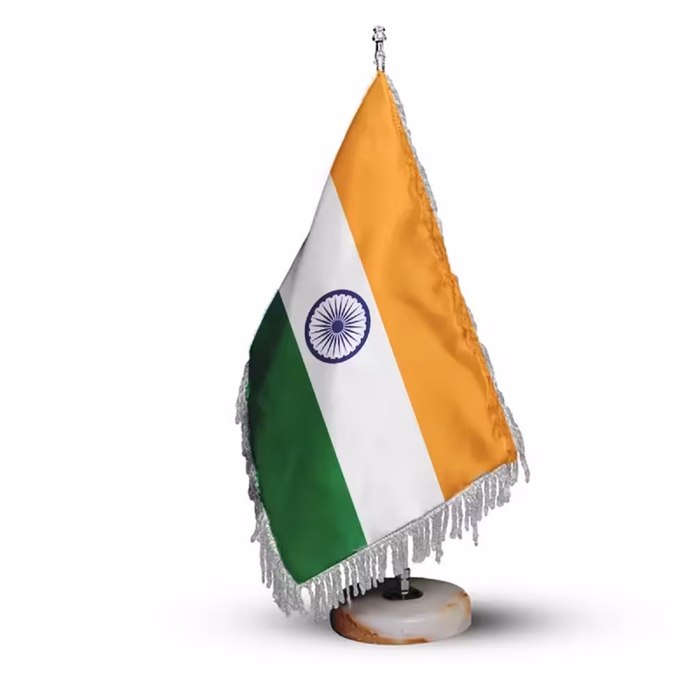 پرچم رومیزی کشور هند ریشه زرد با پایه سنگی افراتوس