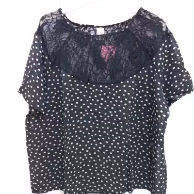 شومیز حریر آستین کوتاه بالا گیپور