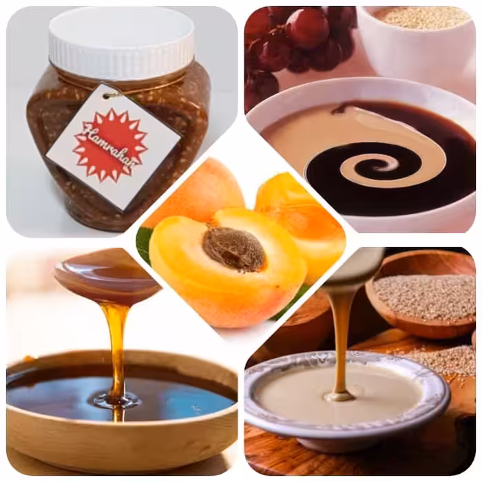 معجون صبحانه دوشاب زردآلو  ارده با مغز کنجد ، بدون شکر و افزودنی ،یک صبحانه کامل (400گرم)