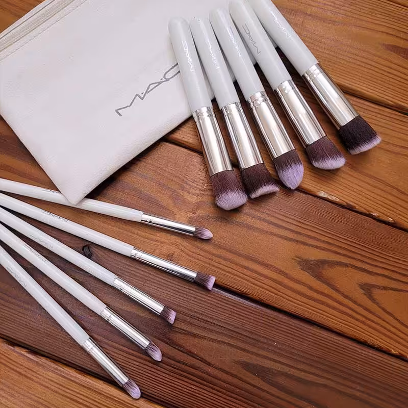 پک براش آرایشی 10 عددی همراه با کیف چرمی بزرگ